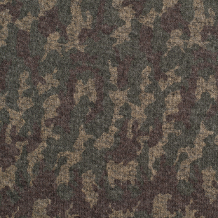 Camo Blended Wool Knit w/ Heathered Gray Fleece Backing