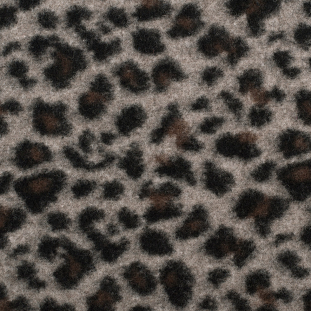 Gray/Black/Brown Leopard Woot Knit w/ Fleece Backing