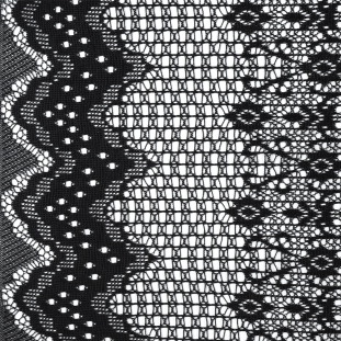 Famous NYC Designer Black Crochet Lace with Scallop Border Design