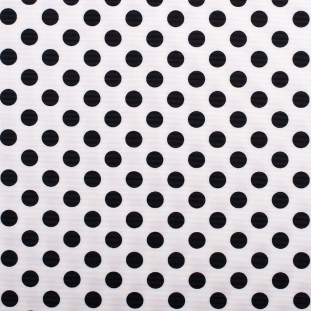 White/Black Polka Dotted Polyester Faille