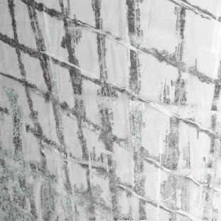 J. Mendel Silver/White Abstract Silk Organza Panels