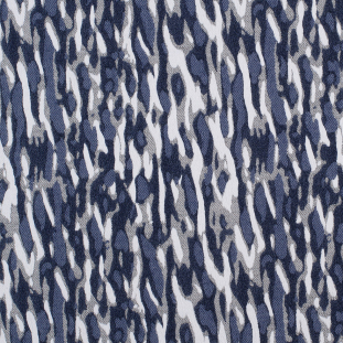 Navy/White Abstract Camo Stretch Cotton-Poly Jacquard
