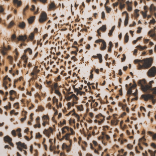 White/Brown Leopard Printed Polyester Chiffon