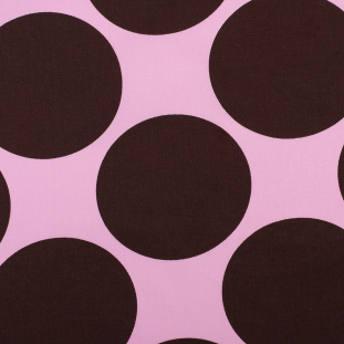 Pink/Brown Polka Dotted Stretch Cotton Twill