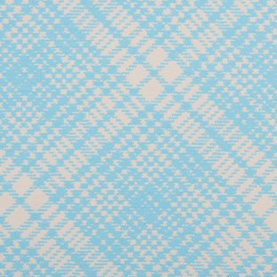 Blue/Beige Diagonal Plaid Blended Wool Twill Jacquard
