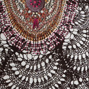 White/Brown Dream Catcher Printed Viscose Jersey Knit Panels