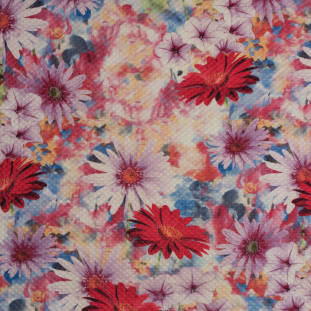 Red/Pink Digitally Printed 'Floral Illusion' on a Stretch Quilted Polyester Knit