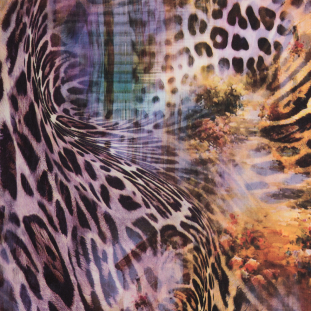 Purple/Gold Cheetah Printed Polyester Jersey