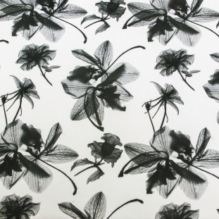 Black/White X-Ray Floral Digitally Printed Stretch Neoprene/Scuba Knit
