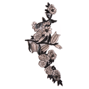 Black and Gray Corded Floral Applique - 18
