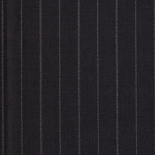 Black/Gray Pinstriped Super 150 Wool and Cashmere Suiting