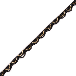 Black and Gold Beaded Scalloped Trim - 0.5
