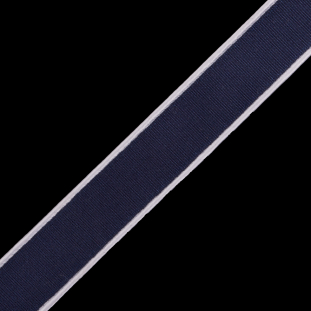 Navy Grosgrain with White Satin Piped Edges - 1