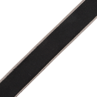 Black Grosgrain with Silver Satin Piped Edges - 1.25