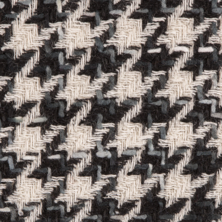 Aegean Blue/Ivory/Black Houndstooth Wool Woven