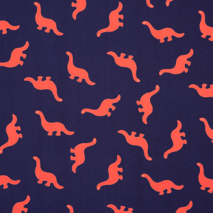 Blue/Orange Dinosaur Printed Polyester Woven