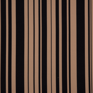 Beige/Black Barcode Striped Printed Polyester Woven
