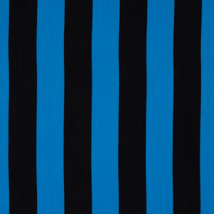 Blue/Black Awning Striped Printed Polyester Woven