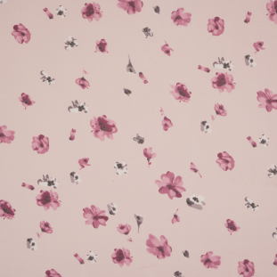 Pink Floral Printed Polyester Chiffon
