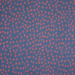 Blue/Orange Geometric Printed Crinkled Chiffon