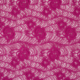 0.75 yards of Magenta Floral Raschel Lace
