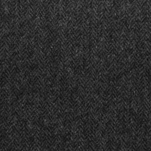 Italian Dark Shadow Herringbone Wool Tweed
