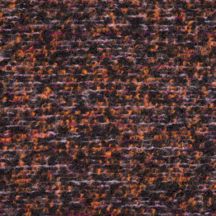 Famous NYC Designer Orange/Black/Purple Tweed Knit Wool Coating