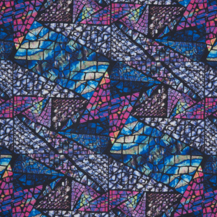 Blue Stained Glass Digitally Printed Tricot Jersey