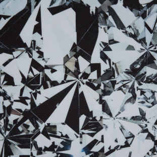 Black/White Broken Glass Digitally Printed Tricot Jersey