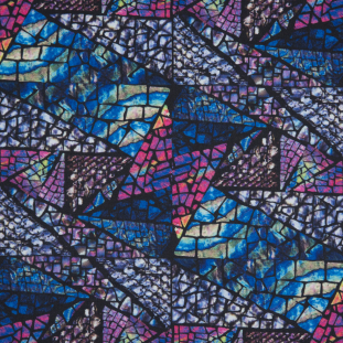Blue Stained Glass Digitally Printed Stretch Neoprene/Scuba Knit