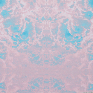 Pink/Blue Abstract Clouds Digitally Printed Stretch Neoprene/Scuba Knit