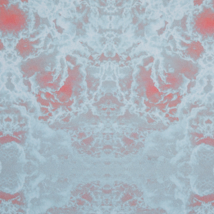 Aqua/Orange Abstract Clouds Digitally Printed Stretch Neoprene/Scuba Knit