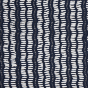 Navy Novelty Striped Guipure Lace w/ Finished Edges