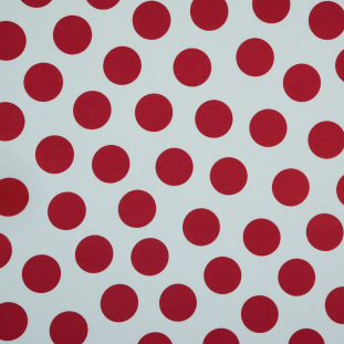 Red/White Polka Dotted Stretch Rayon Woven