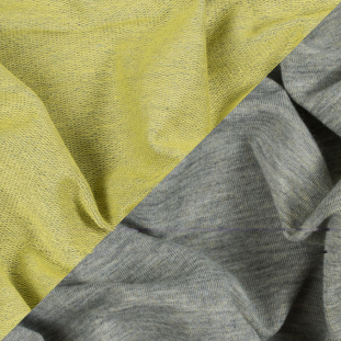 Italian Heathered Gray/Green Sheen Stretch French Terry