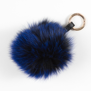 Royal Blue Ombre Real Fox Fur Ball Key Chains - 6.5