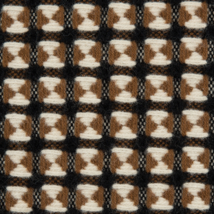 Brown/Black/Ivory Geometric Wool Coating
