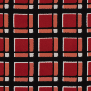Marc Jacobs Mars Red and Black Checkered Polyester Crepe