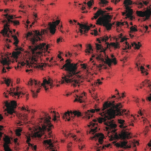 Black/Baked Apple Red Abstract Printed Stretch Brused Corduroy