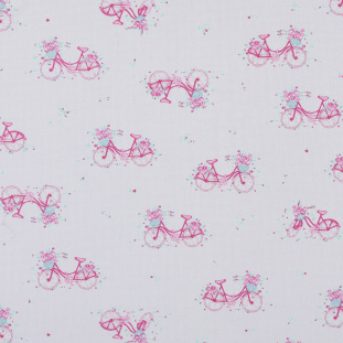 Heavenly Pink Bicycle Printed Cotton Poplin