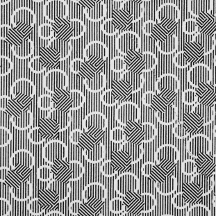Black/White Striped Circles Printed Cotton Poplin