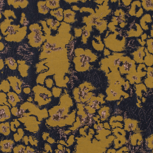 Metallic Bronze/Mustard/Navy Cheetah Polyester Brocade