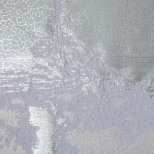 Metallic Silver/Lilac Abstract Polyester Brocade