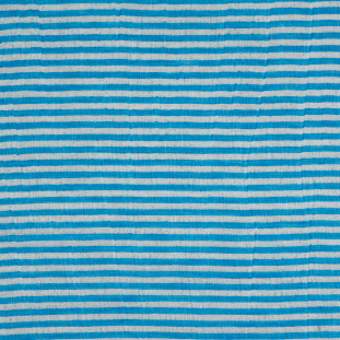 Malibu Blue/White Candy Striped Crinkled Organdy