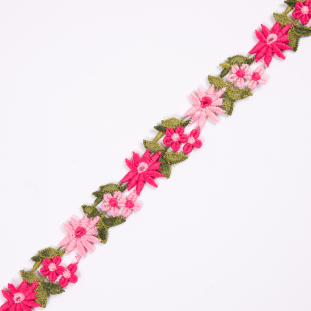 Pink Flower Lace Trim - 1.25