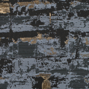 Gold, Black and White Abstract Metallic Jacquard