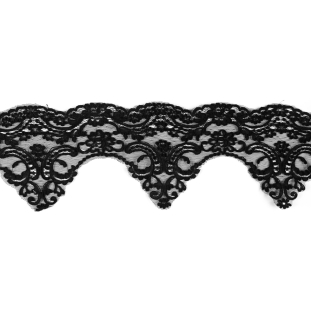 Black Corded Lace Trim - 6.75