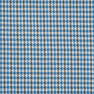 Famous NYC Designer Palace Blue/White/Cub Brown Striped Houndstooth Cotton Twill