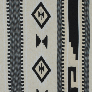 Yellow/Black/White Tribal Printed Polyester Chiffon