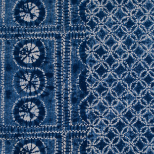 Ralph Lauren Denim Blue and Cream Tie Dye Printed Linen Woven